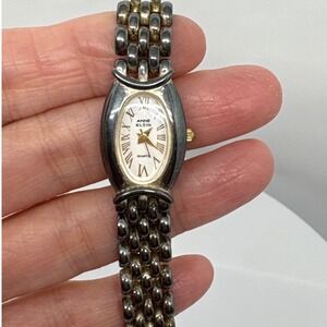 Anne Klein Womens Silver Tone Quartz Dress Watch Roman Numerals Untested Battery